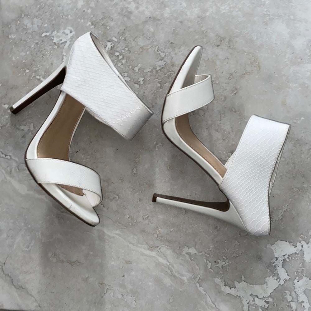 White mule stilettos